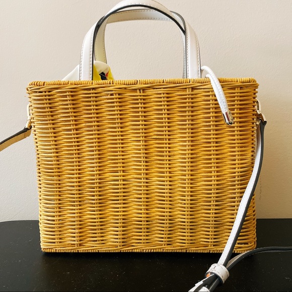 Kate Spade Sam Wicker Lemon Zest Medium Satchel - Picture 2 of 6